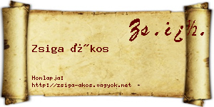 Zsiga Ákos névjegykártya